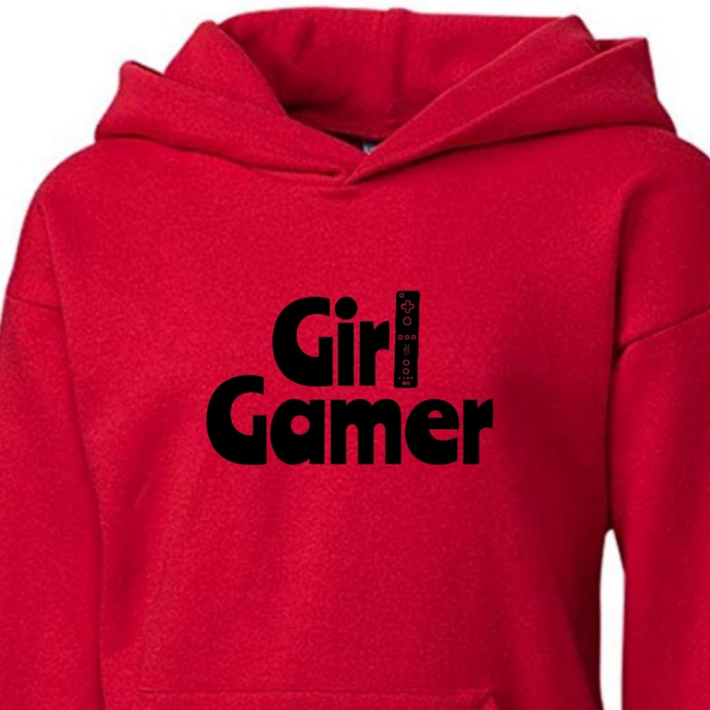 Made to Order. Red Girl Gamer Hoodie
